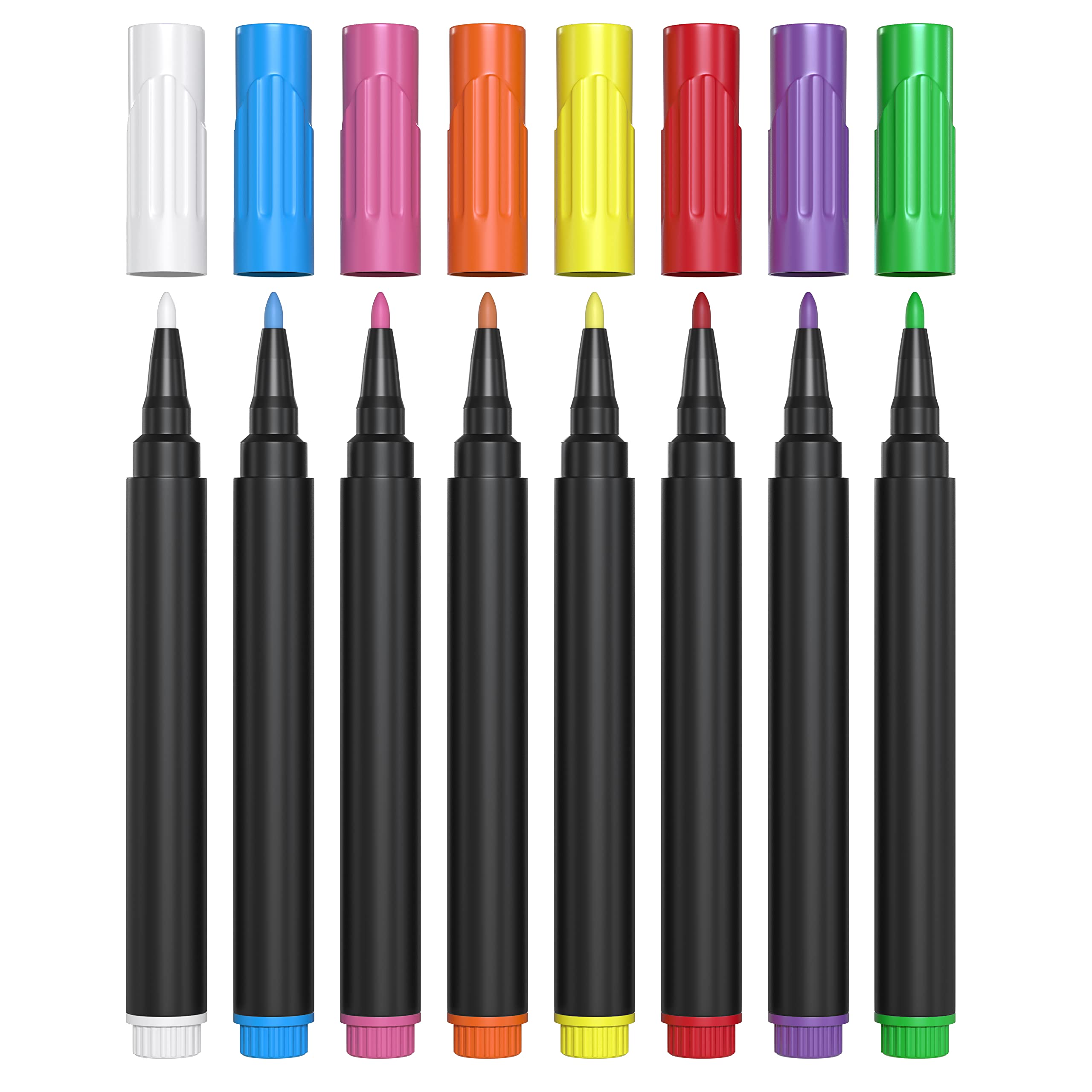 The Magnet Shop TMS Fine Tip Chalk Pens for Glass Jar Chalkboard Labels | 8 Colours | Liquid Markers for Blackboards and Windows | Wipeable and Toxic Free [1mm nib]