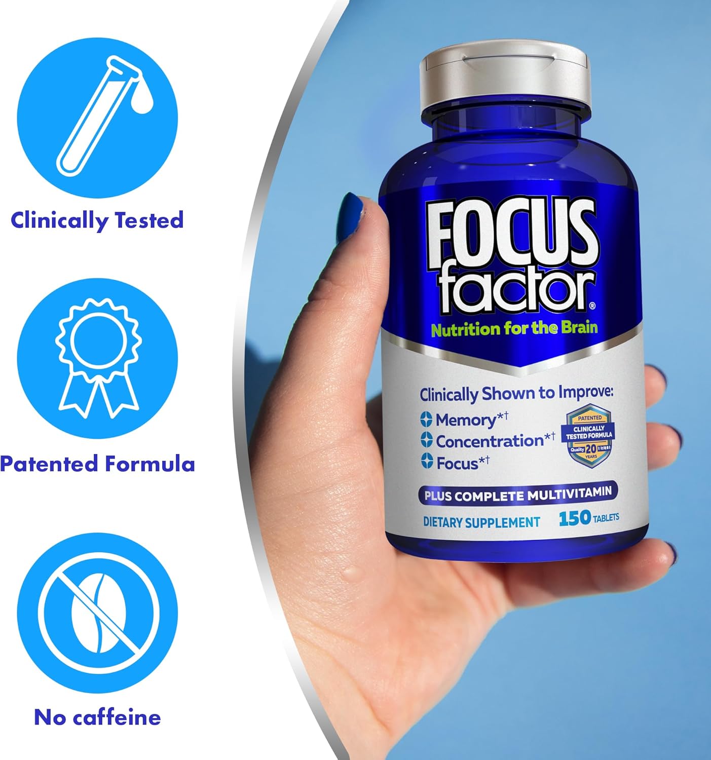 Focus Factor Nutrition for The Brain Improved Memory & Concentration Brain Supplement, 150 Count, 1 Pack (10407) - Image 4