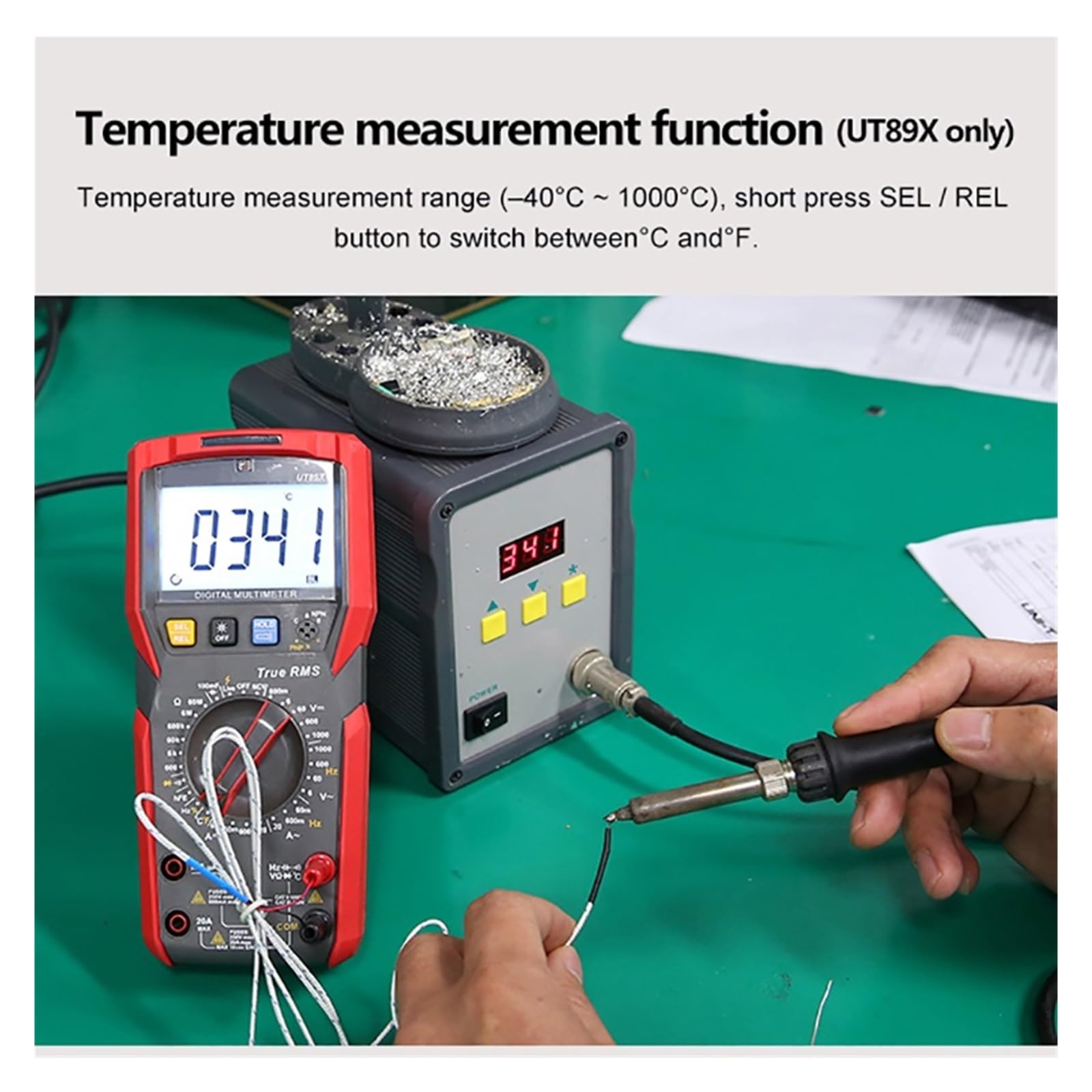 Multímetro digital profesional UT89XD UT89X True RMS, probador eléctrico, NCV, diodo, temperatura, triodo, capacitancia(UT89X)