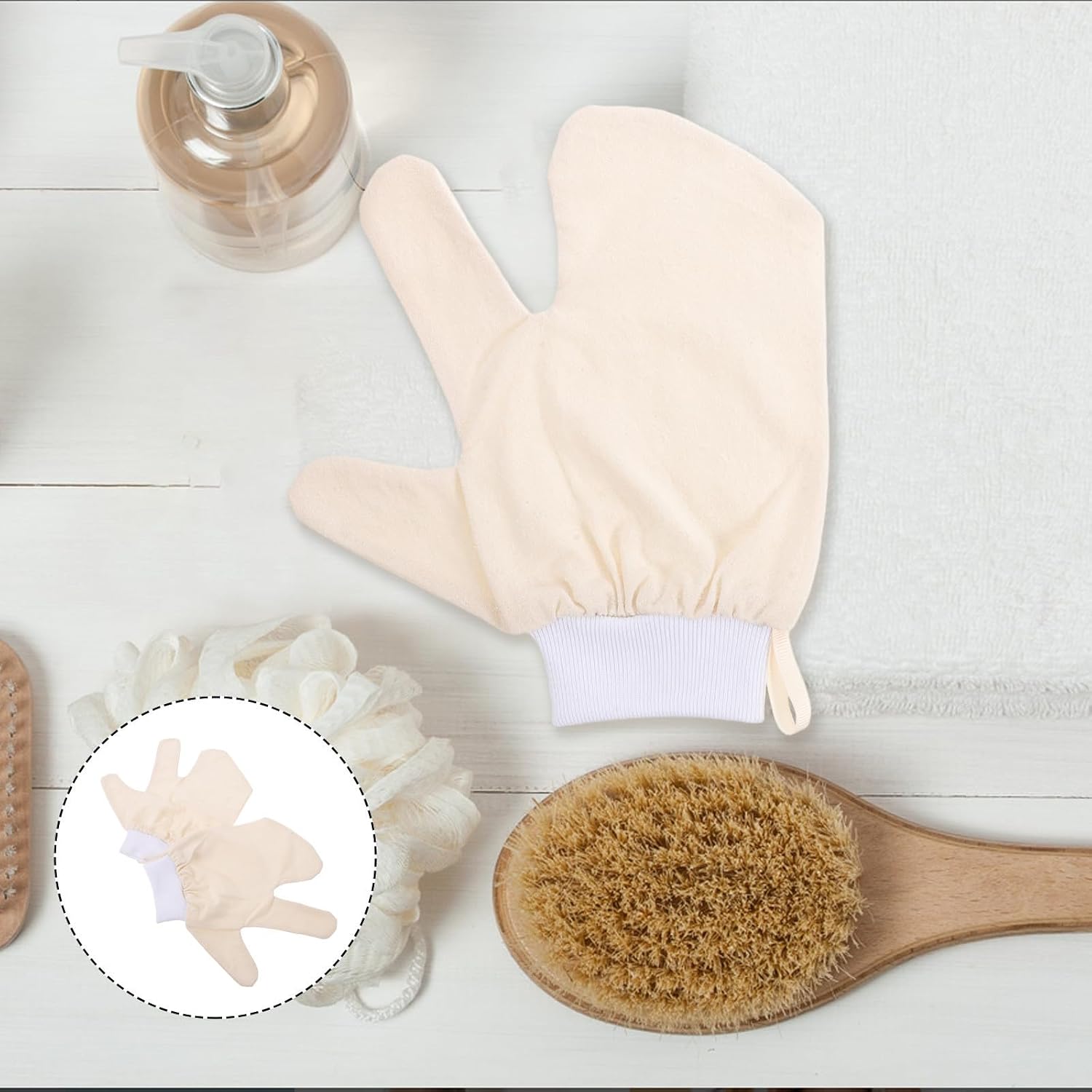 2pcs Exfoliating Shower Mitts, Natural Fiber Body Scrubber Gloves