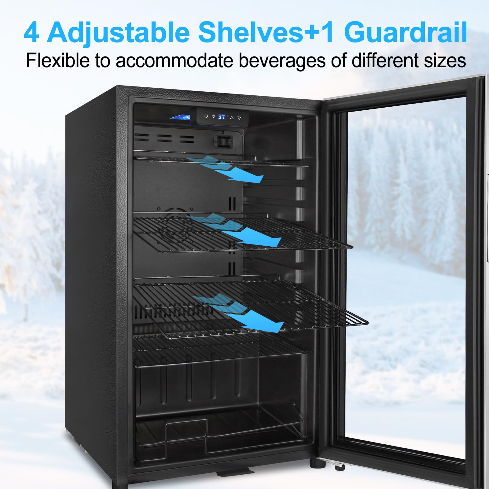Fomup Beverage Refrigerator 126 Can, Mini Beverage Fridge Small Beverage Cooler Stainless Steel With Glass Door Safety Lock, Drink Fridge For Beer Soda Wine, Perfect For Dorm Office Hotel on Fridge.com - View 5