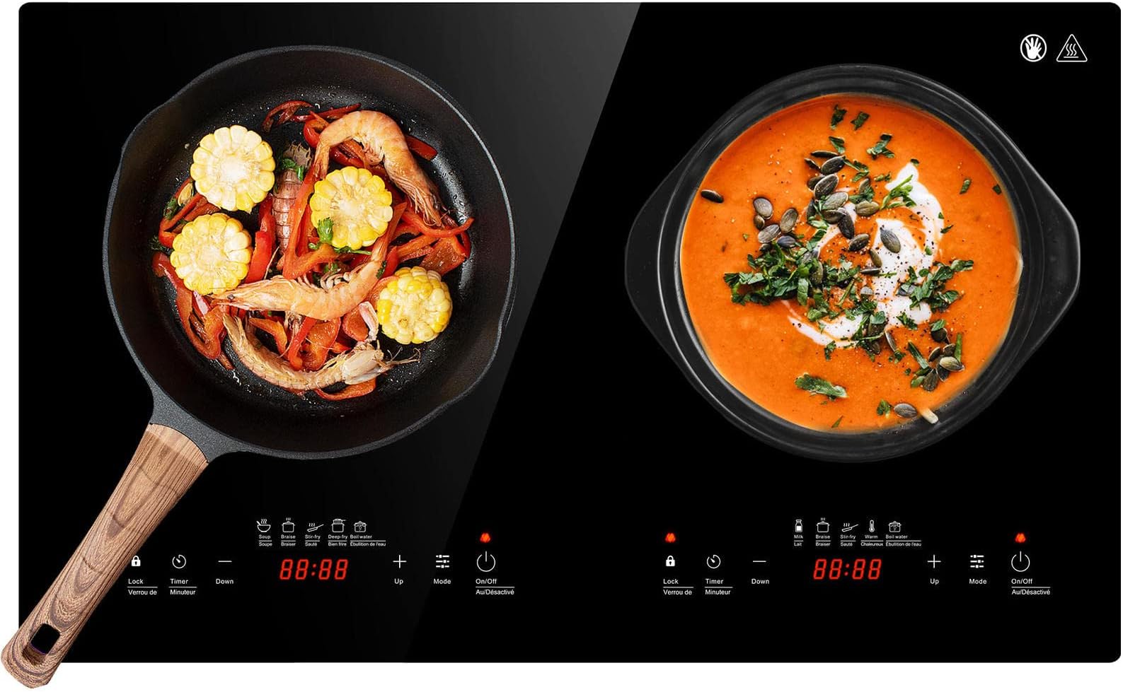 1800W Double Induction Cooktop, Ultra Thin Induction Cookware 2 Burners