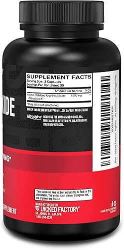 Miniatura 7 de Jacked Factory Essentials - Potenciador de óxido nítrico, silicato de L-arginina patentado de 1500 mg para antes del entrenamiento para crecimiento
