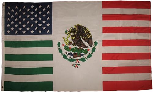 Bandera de la amistad mexicana americana de 3 x 5 pies con ojales