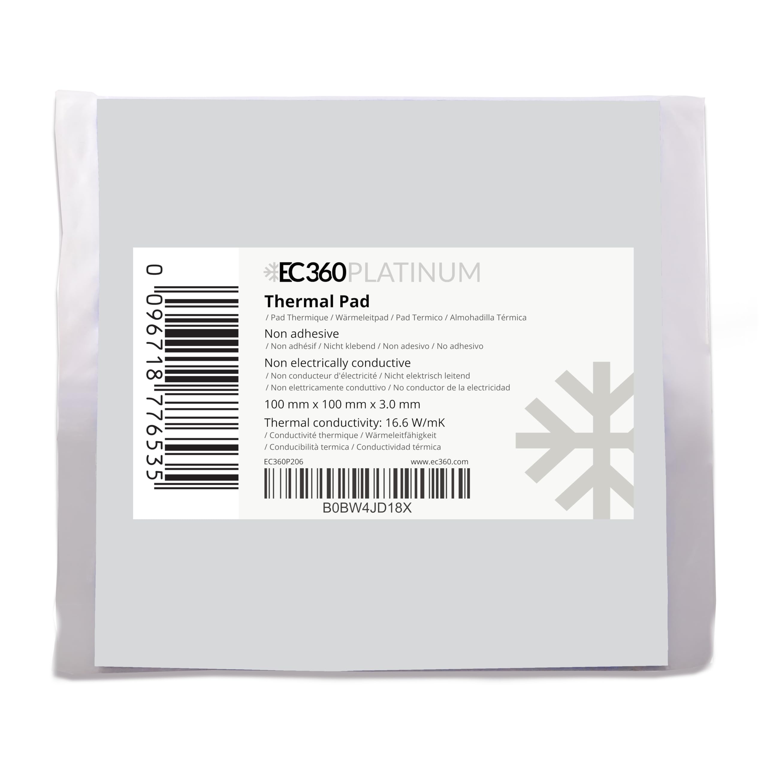 Platinum 16,6W/mK almohadilla térmica (100 x 100 x 3,0 mm)