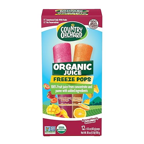 Kisko Freezies Country Orchard Organic Freeze Pops 100% Juice (Strawberry)