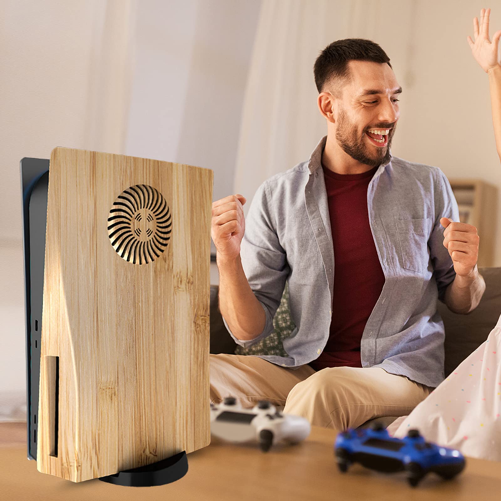 Piastre di protezione per console PS5 Disc Edition - Accessori per Playstation 5 - Pannelli laterali - Facciate di ricambio (grano di legno)