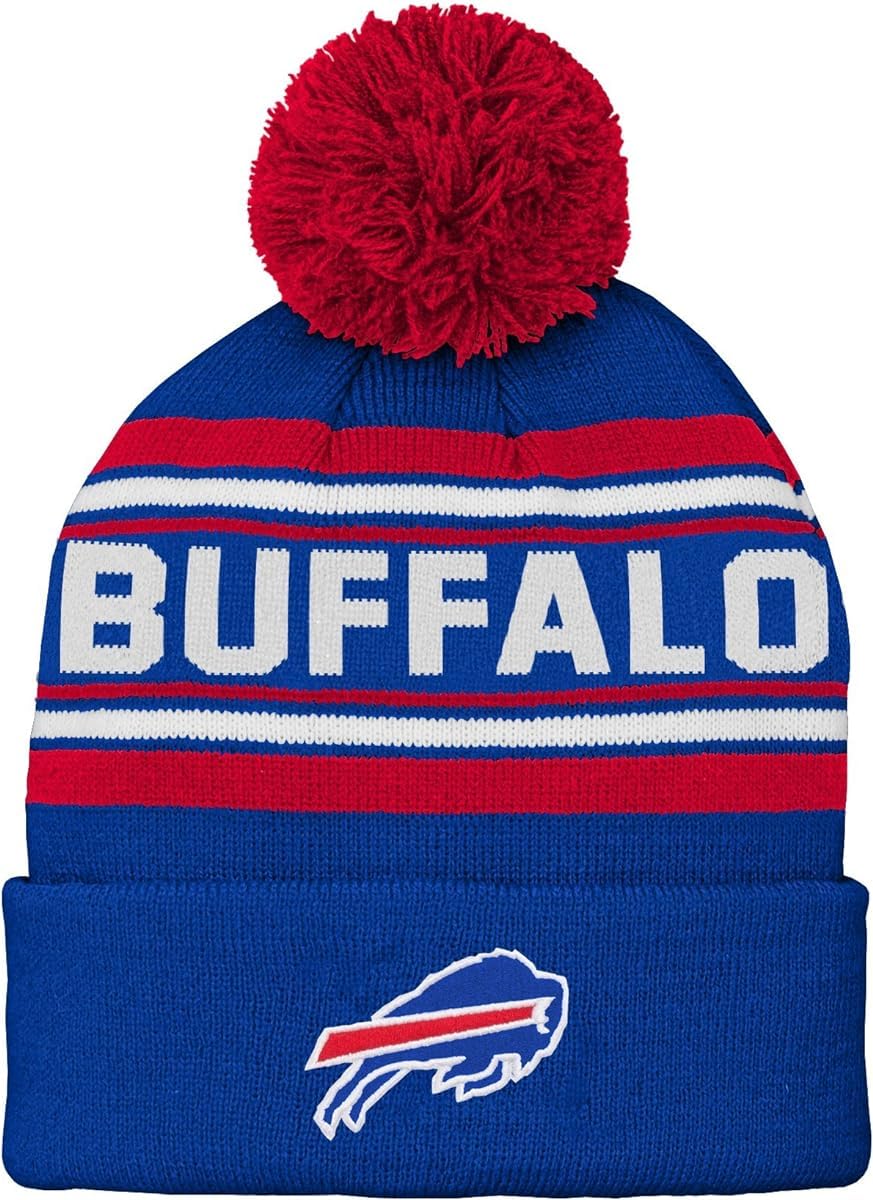 OuterstuffNFL Kids Youth 8-20 Officially Licensed Sideline Jacquard Sport Knit Cold Weather Pom Beanie Hat