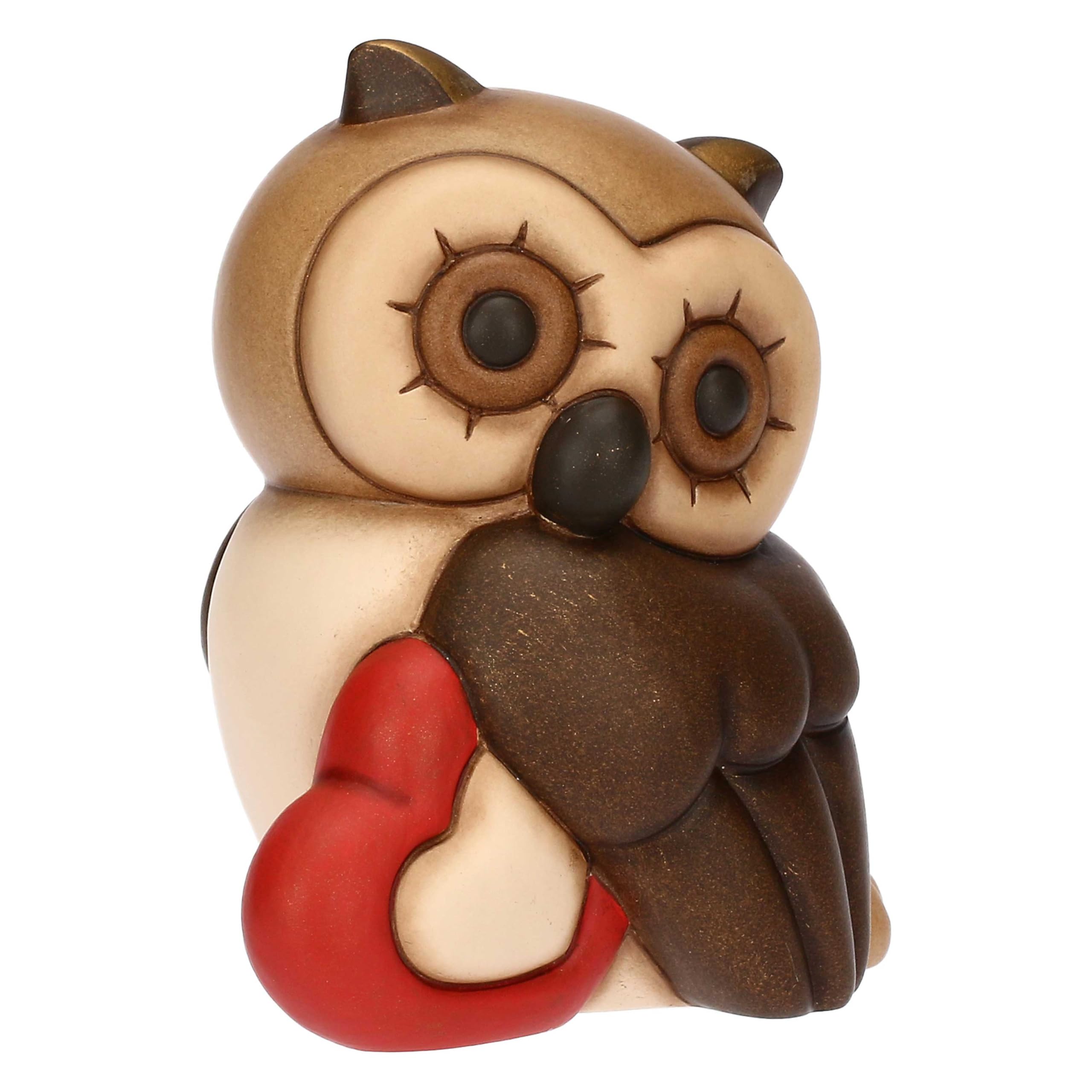 THUN Gufo Lucky con cuore in ceramica, medio - Ceramica - 9,8x7,7x10,7 cm