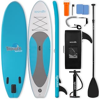 SereneLife, Extra Sturdy Paddle Board, Paddle Board Inflatable, Stand Up Paddle Board for Adults & Teens, Non-Slip Deck for All Skill Levels, Durable Paddle, Includes Storage Bag, Fins and Pump - Amazon product rated Grade A