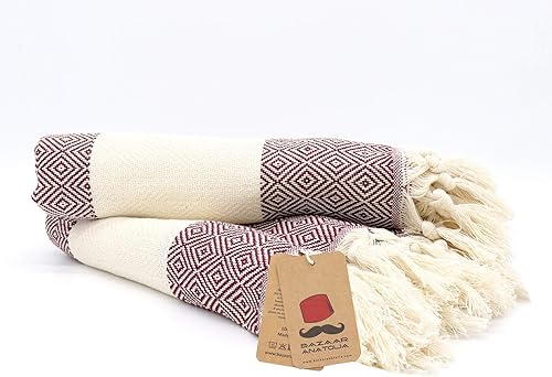 Vista 184 de Bazaar Anatolia Juego de 2 toallas de mano turcas para baño, 39 x 19 pulgadas, algodón, toallas de mano decorativas para cocina, té, yoga, cara