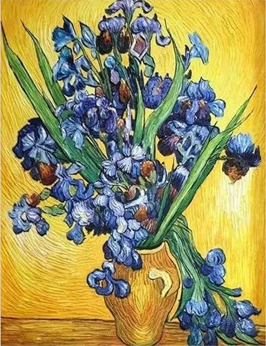 LXTONG Van Gogh - Kit de pintura de diamantes de flores de lirios 5D, pintura de diamante redonda completa por números, pintura de diamantes Van