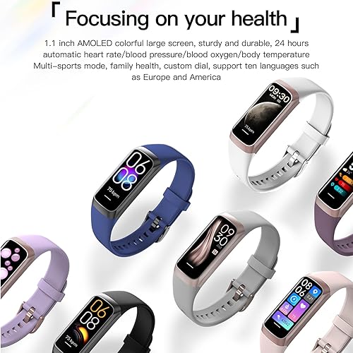 Miniatura 7 de Keep Health Fitness Trackers para mujeres y hombres Amoled Step Counter Slim Thin 25 modos deportivos con monitor de presión arterial de frecuencia