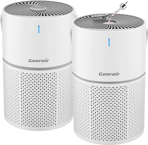 Paquete de 2 purificadores de aire para dormitorio, 5 capas de filtro de aire HEPA H13, purificadores de aire silenciosos de 22 db para mascotas