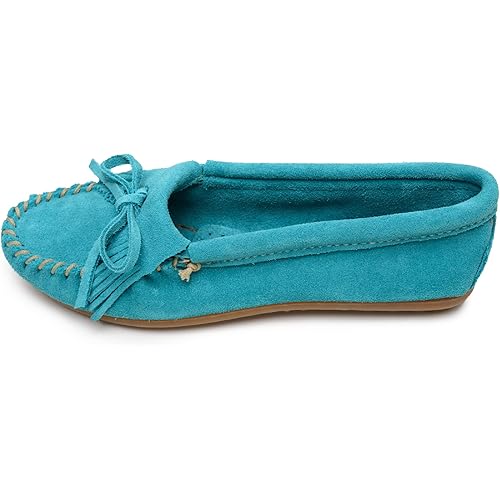 Minnetonka Women's Kilty Suede Hardsole Moccasin