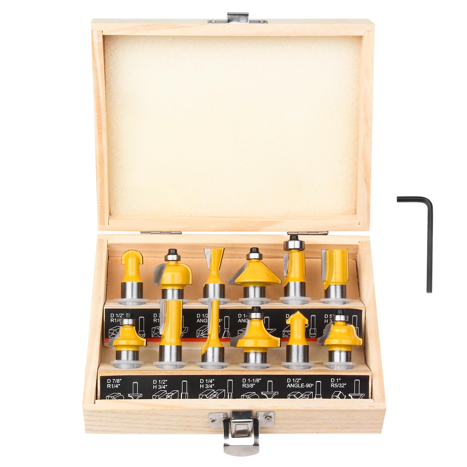Router Bits Set 1/2 Inch Shank - BAIDETS 12 Pieces Tungsten Carbide Router Bits, Woodwork Tools