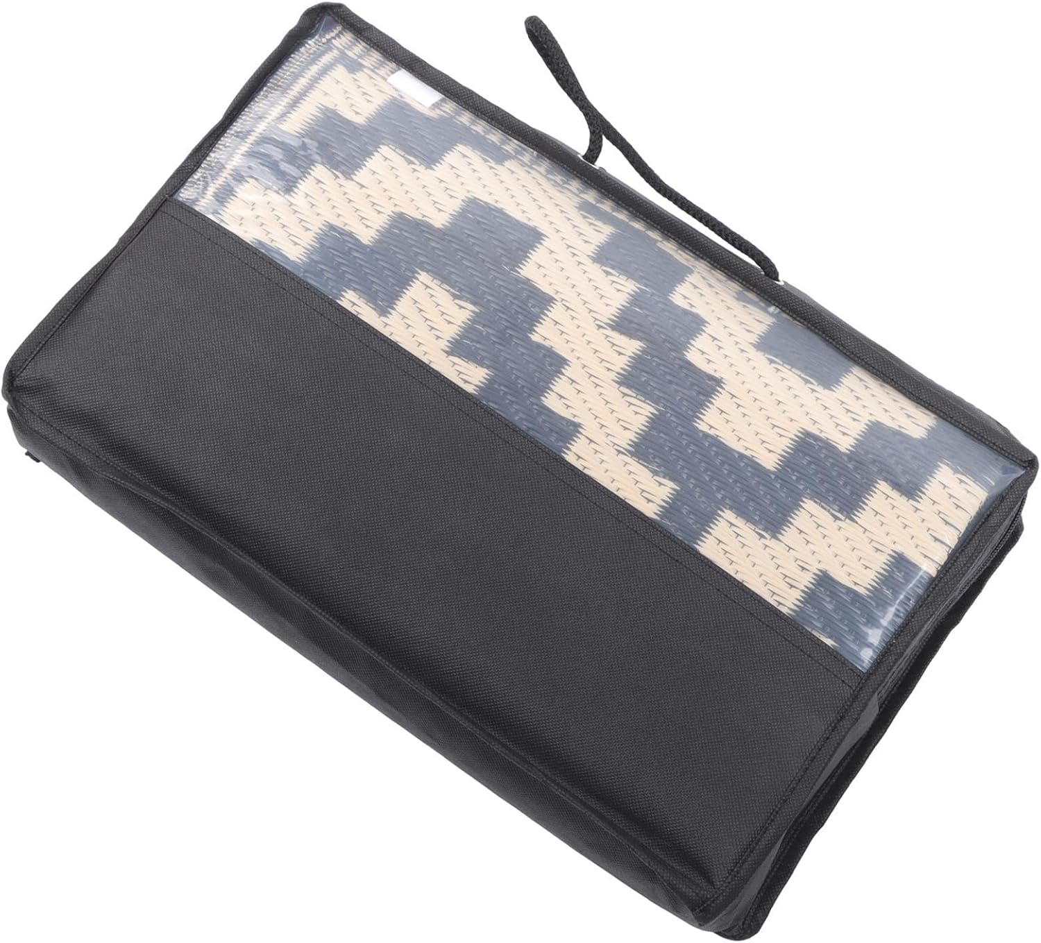Black Beige Outdoor Carpet, Large Camping Mat, Reversible Plastic Woven Lawn Mats Suitable for Patios, Decks, Benches, Picnics, and Other Outside Spaces