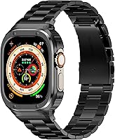 Vista 15 de HASLFM Correa de acero inoxidable con funda compatible con Apple Watch Series 9, 8, 7 (1.614 pulgadas), 6 5 4 SE3/2/1 (1.575 pulgadas), Series 3, 2