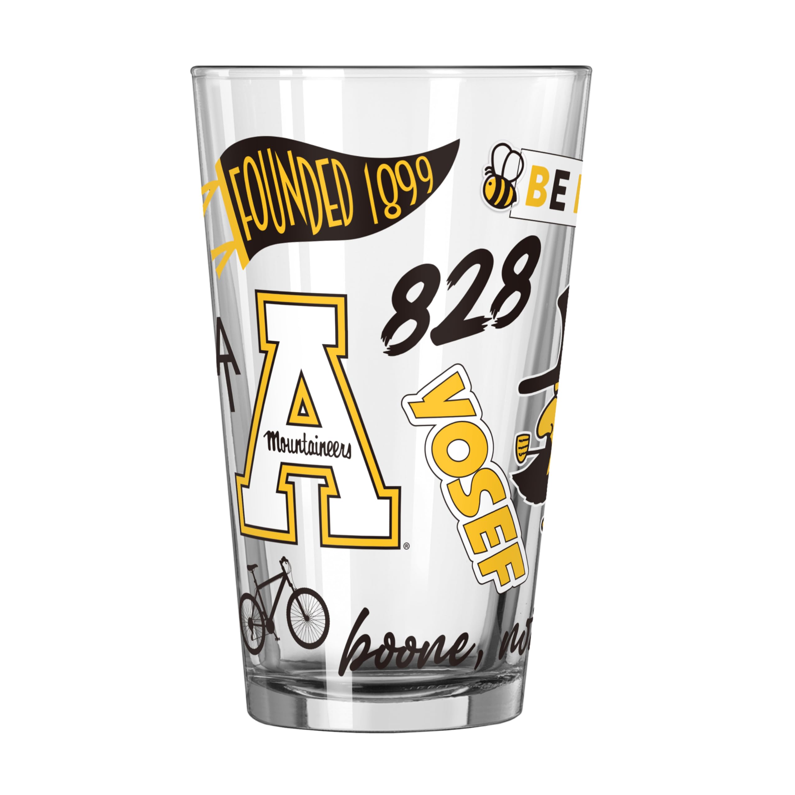 Fanmats Team Color Ncaa Appalachian State Mountaineers 16 Oz Pint Glass — Officially Licensed | Glassware | 16 Fluid Ounces | Design