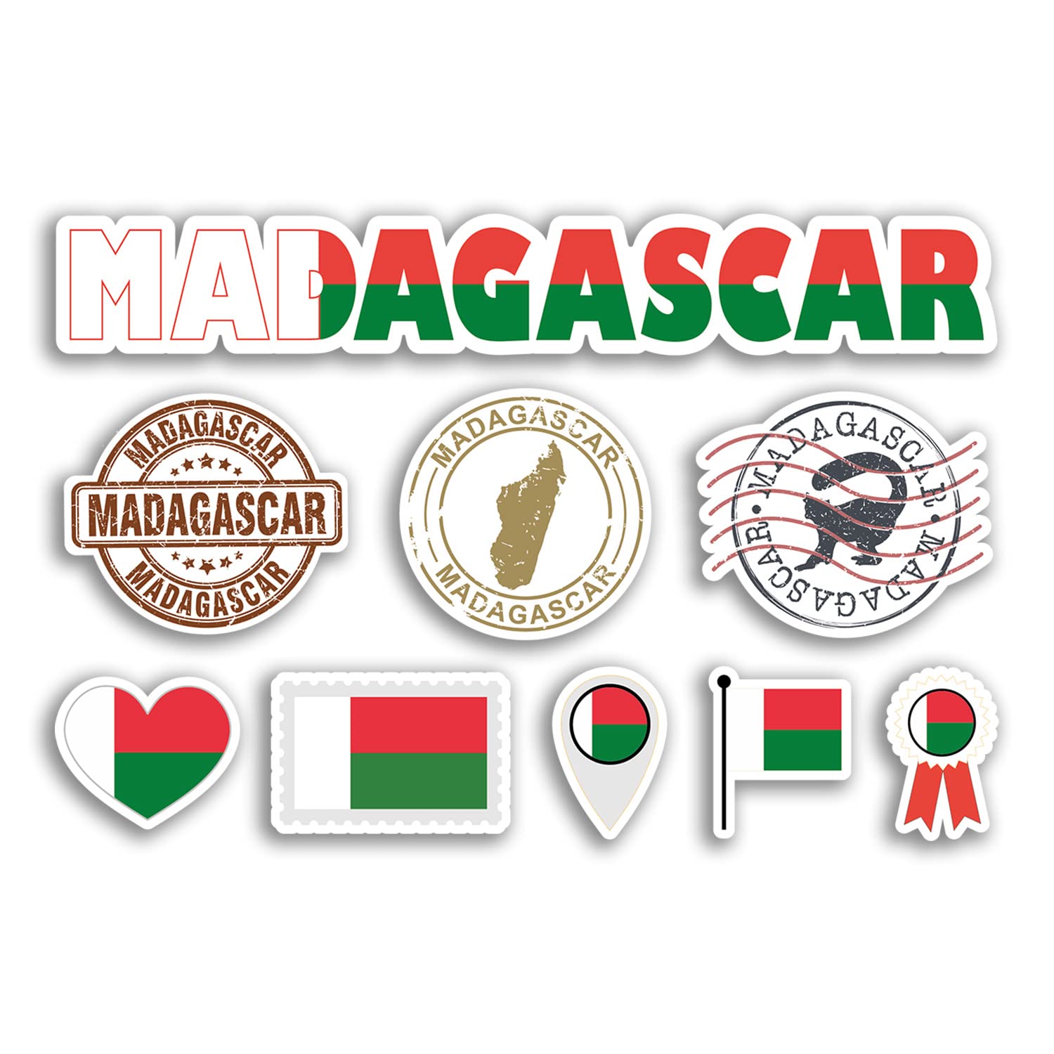 Dv Design Multi A5 Sticker Sheet Madagascar Vinyl Stickers - Landmarks Culture Map Country Holiday Flag Travel #78490