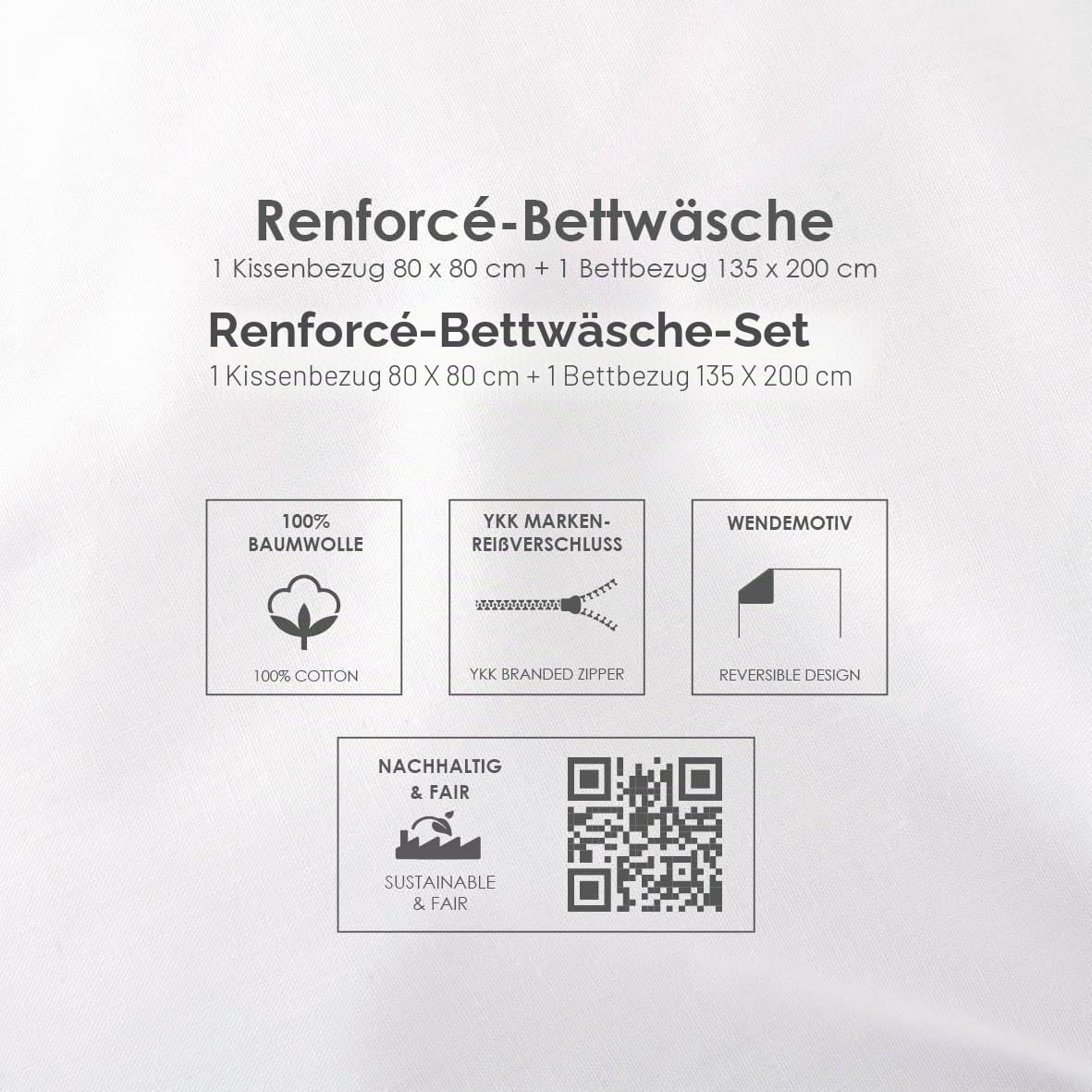 Herding One Piece Bettwäsche-Set, Wendemotiv, 135x200 cm, 80x80 cm, Baumwolle Renforcé