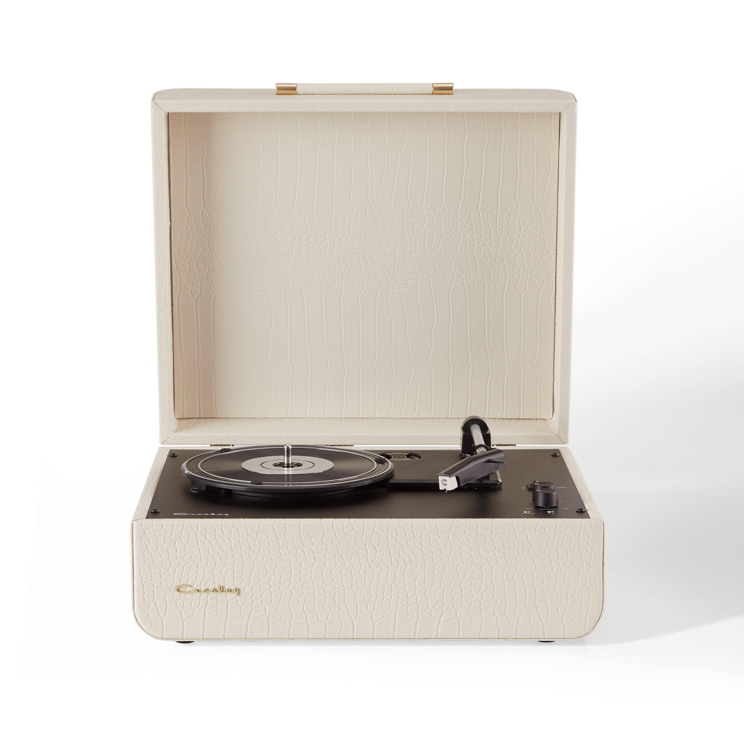 Crosley Mercury Giradischi Vinili con Bluetooth In/out - Giradischi Vintage Design - Lettore di Dischi a 3 Velocità - Per 7", 10" e 12" - Portatile con Custodia Integrata - Crema
