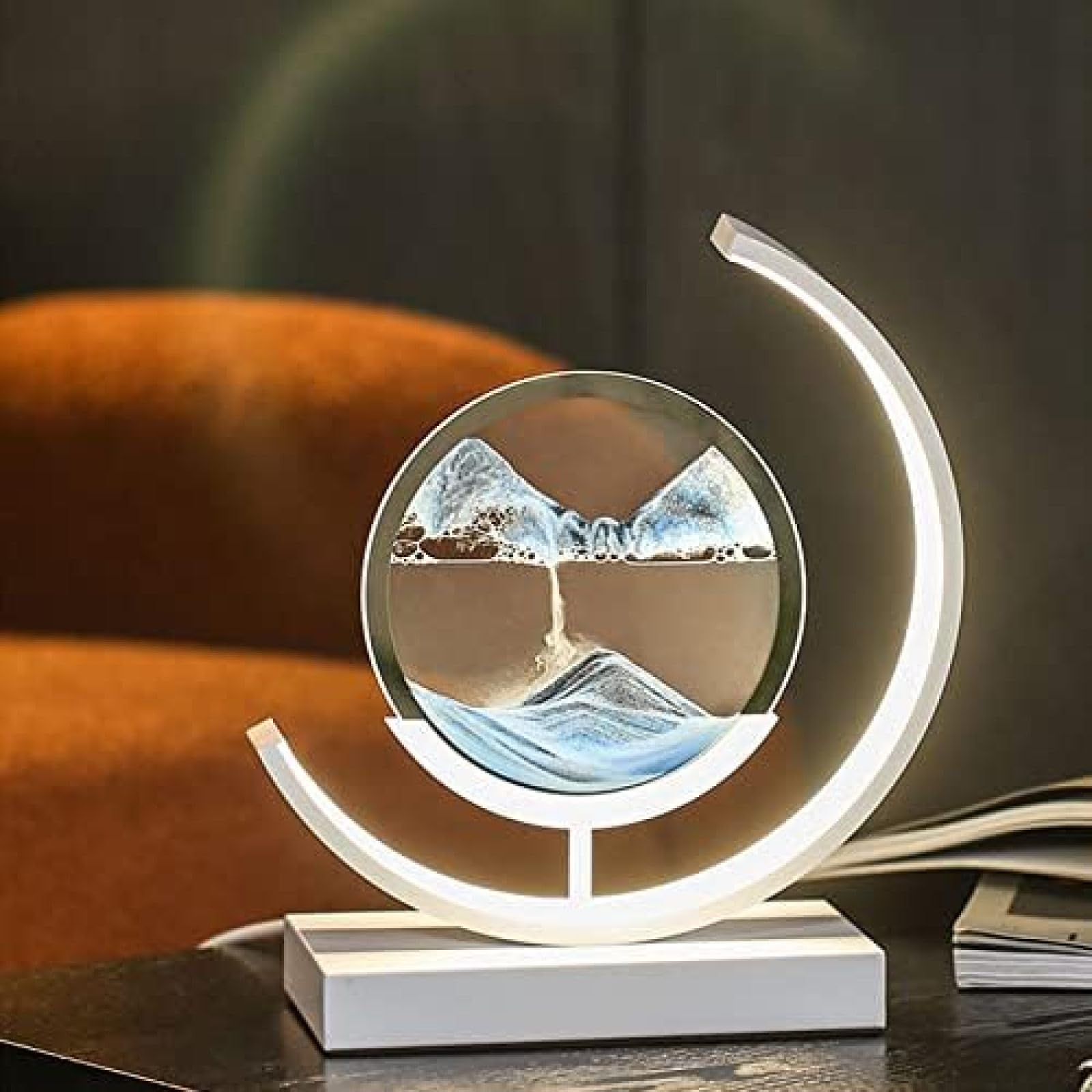 Piaski Czasu Lampa 3D Sand Art Płynny Ruch, Sztuka Kinetyczna Ruchome Piaski Malowanie Światłem LED 3D Deep Sea Sandscape In Motion Display Płynąca Ramka Z Piasku Dla Nauczycieli Dzieci Home Offic