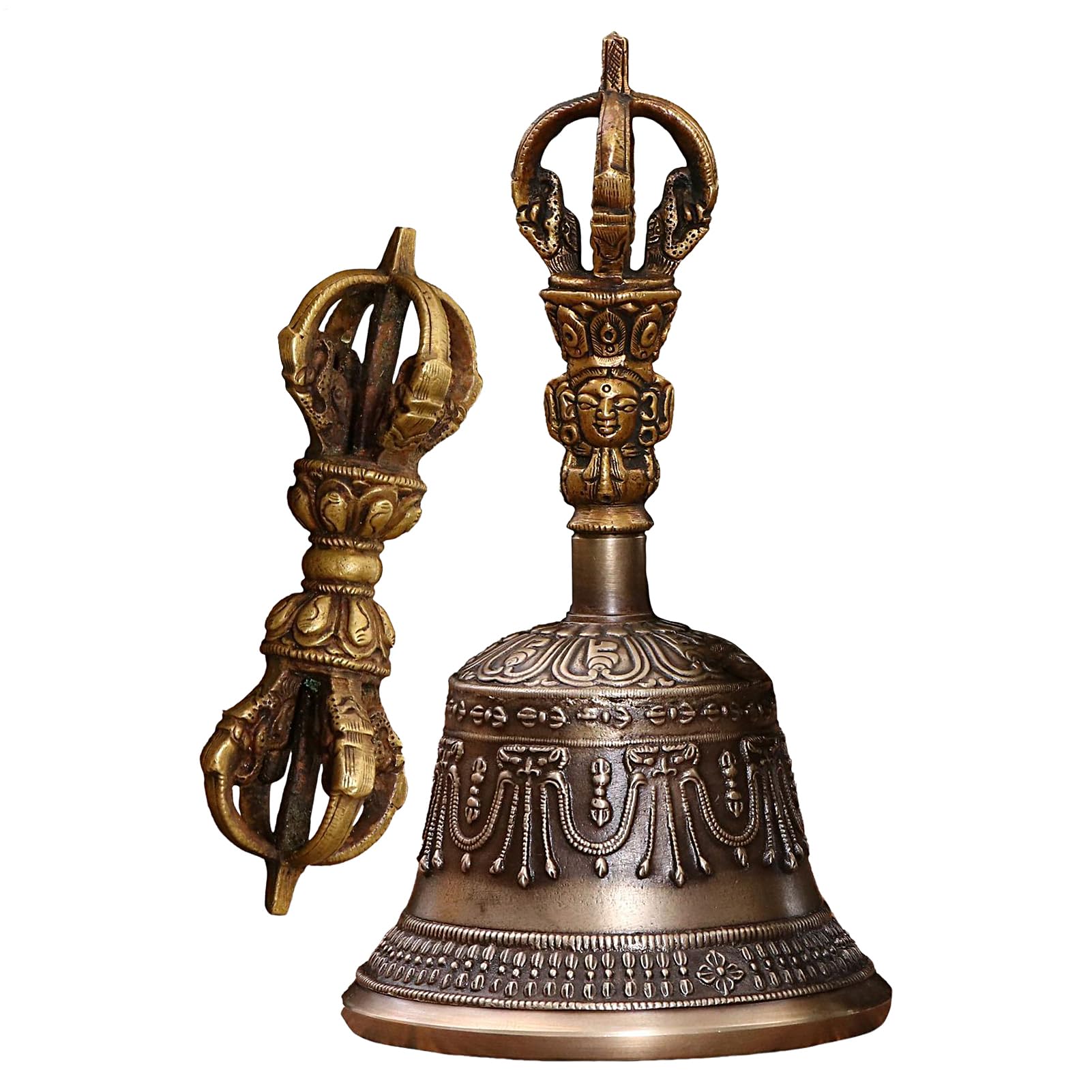 Campanello da meditazione buddista fatto a mano, strumenti per Dorjé Bajra, strumenti musicali, altare, pratica spirituale, cucina, Natale, matrimonio, casa