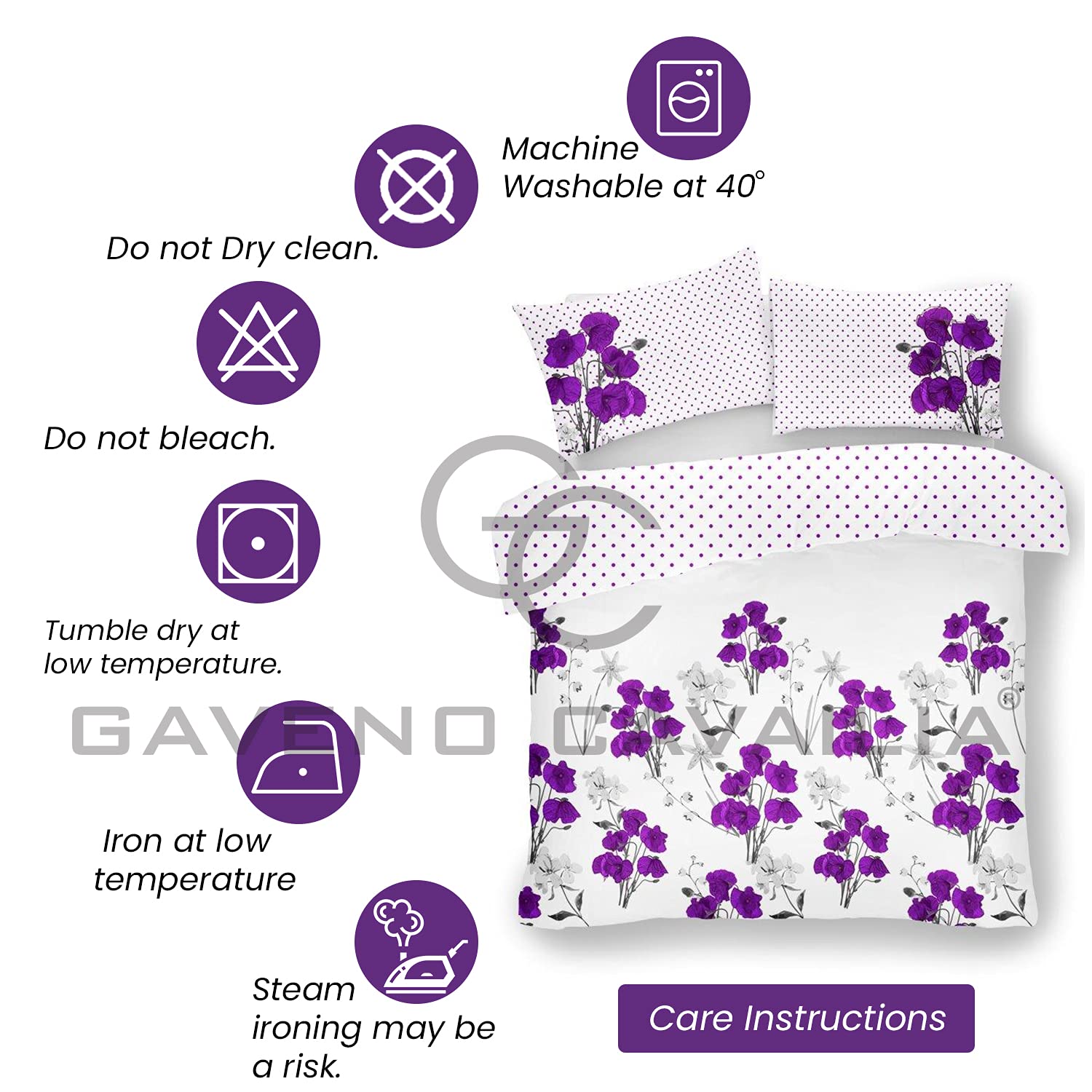 GC GAVENO CAVAILIA - Set Copripiumino Reversibile In Policotone, Stampa Piume Giallo, Matrimoniale (3 Pezzi)