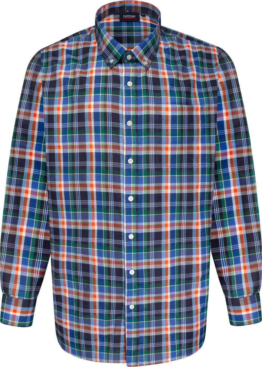 Espionage Mens Long Sleeve Checked Shirt - Blue - 4XL