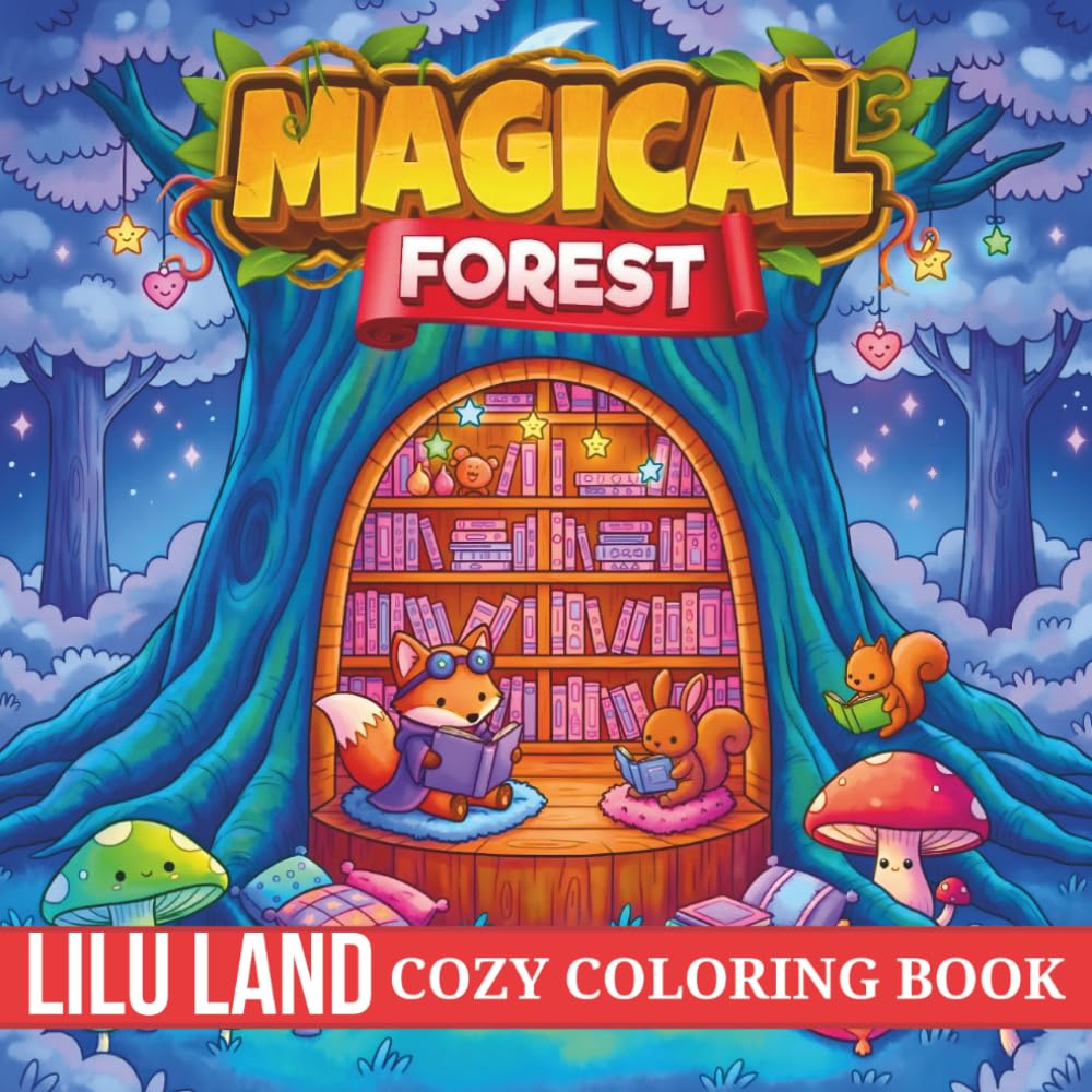Magical Forest: Whimsical Nature Coloring Book Featuring Adorable Forest Animals, Squirrels, Bunnies & Hedgehogs, and More Minimalist Designs for Mindful Coloring (Cozy Coloring Book)
