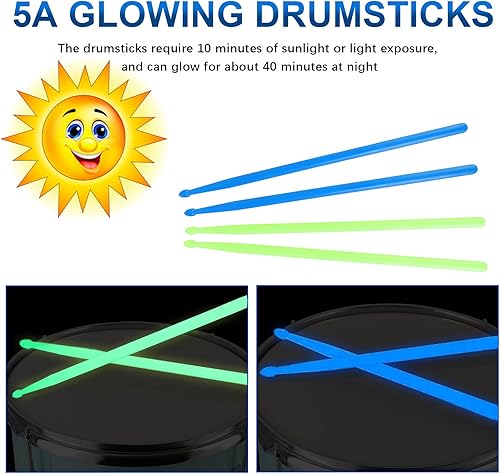 Miniatura 5 de EASTROCK Baquetas de madera de arce 5A de nailon para niños y adultos, accesorios de batería para principiantes (6 pares)