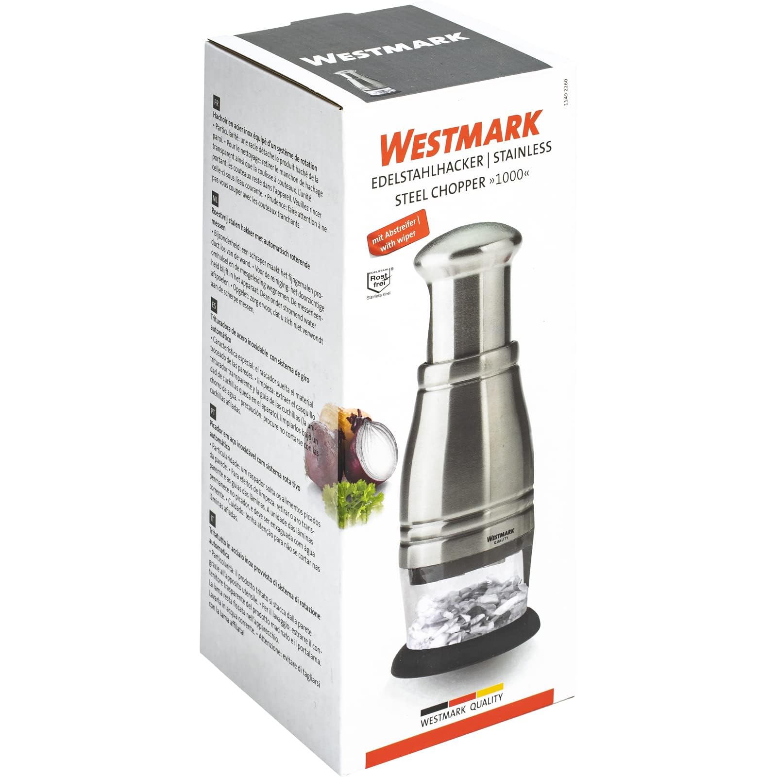 Westmark Zwiebel-/Knoblauchschneider/Universalhacker, Rostfreier Edelstahl/Kunststoff, 1000, Silber, 11492260