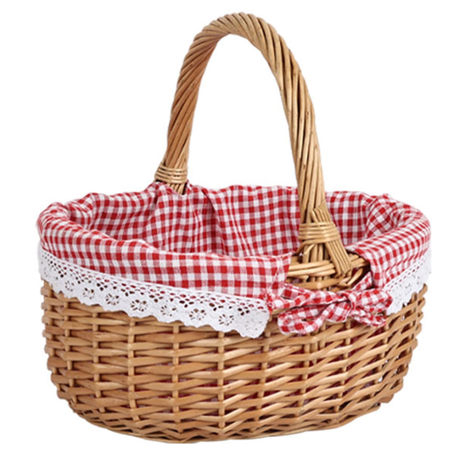 Cesta de mimbre para picnic y frutas con forro lavable