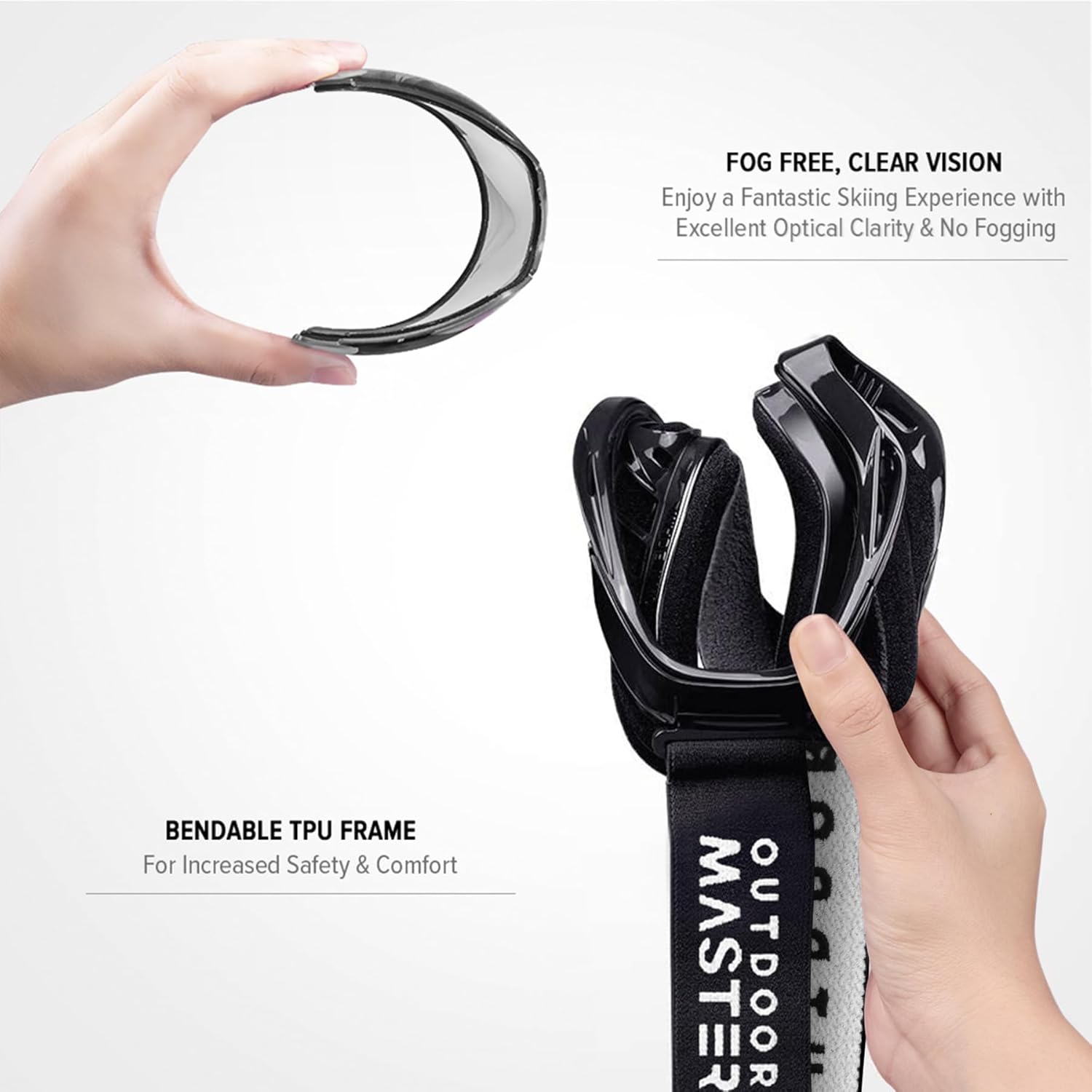 OutdoorMaster OTG Ski Goggles - Over Glasses Ski/Snowboard Goggles for Men, Women & Youth - 100% UV Protection