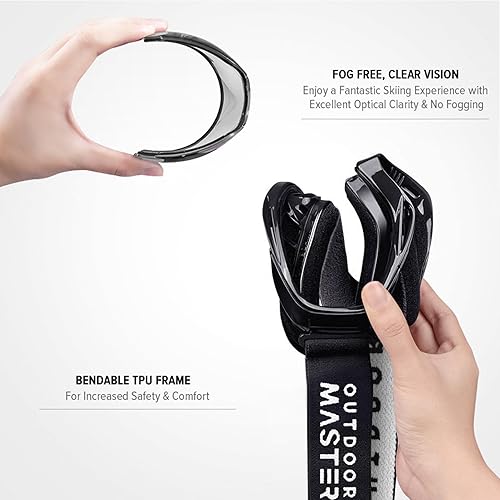 Miniatura 175 de OutdoorMaster - Gafas de esquí/snowboard para hombres, mujeres y jóvenes, 100% protección contra rayos ultravioleta, para usar sobre los anteojos