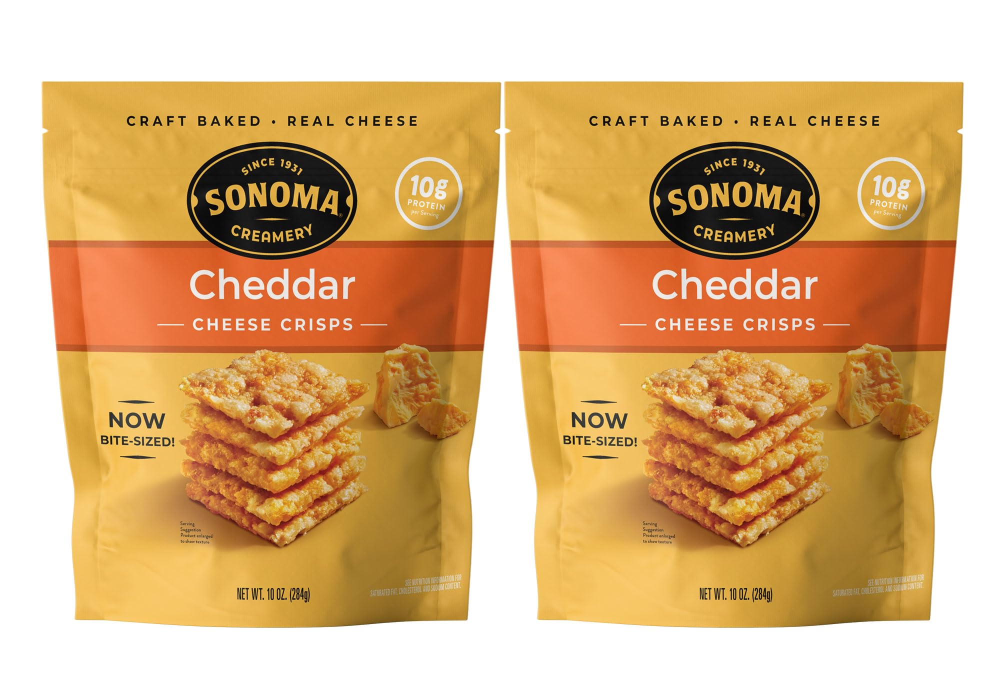 Sonoma Creamery - Cheese Crisps, Cheddar, 10 Oz (2 Count) | Savory Snack Cracker | High Protein | Low Carb | Gluten Free | Wheat Free