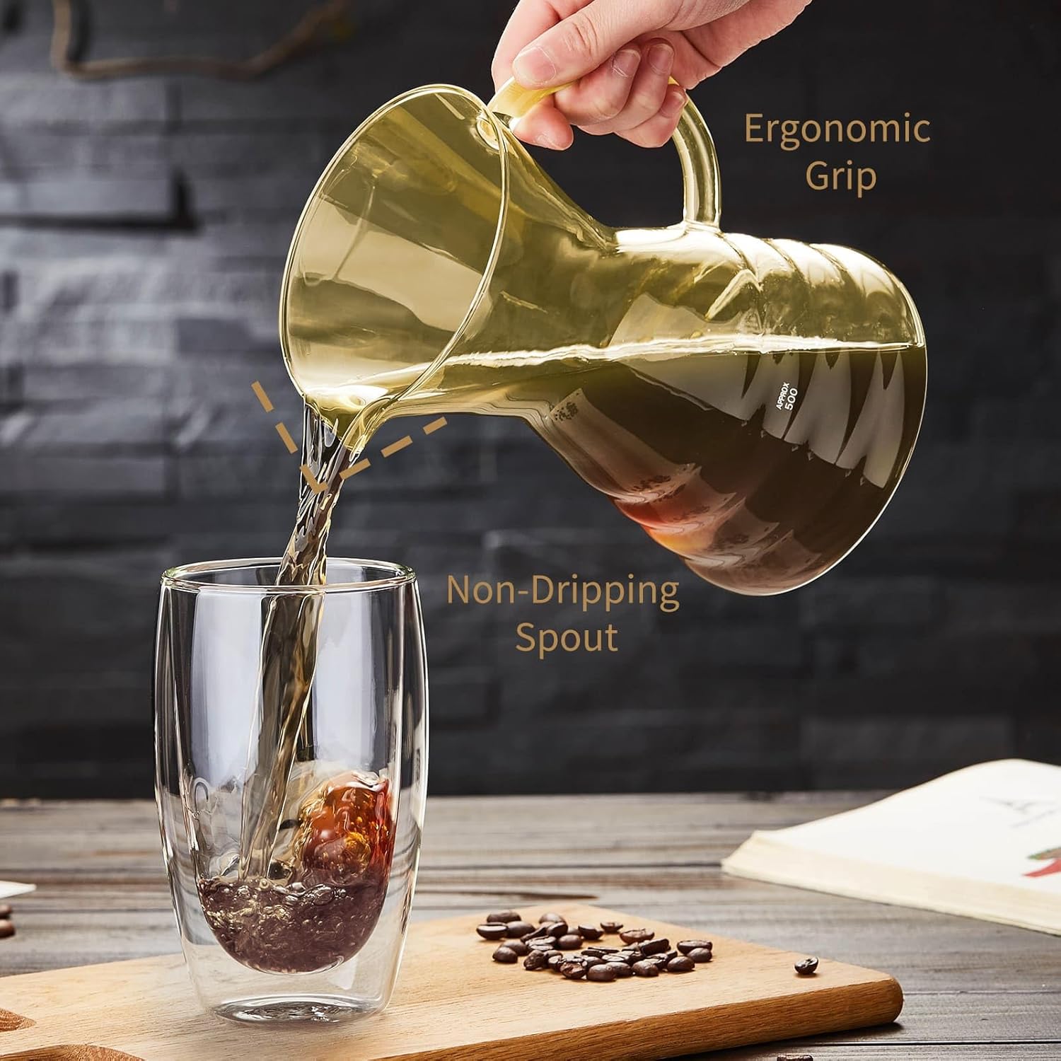 Pour Over Coffee Maker, Pour Over Coffee Dripper, Borosilicate Glass