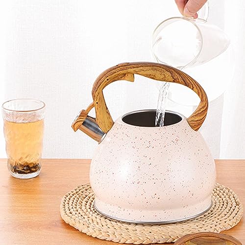 Miniatura 4 de Tyenaza Tetera silbante de 3 L tetera de acero inoxidable tetera de grado alimenticio con mango ergonómico para gas inducción estufas eléctricas