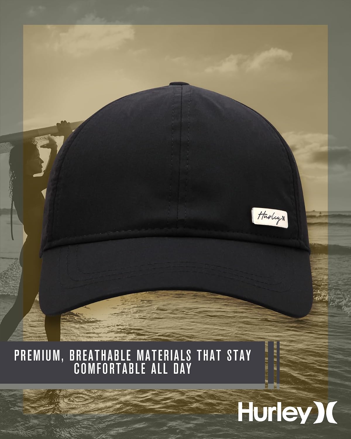 Hurley Womens Snap-Back Curved Brim Trucker Baseball Cap, One Size