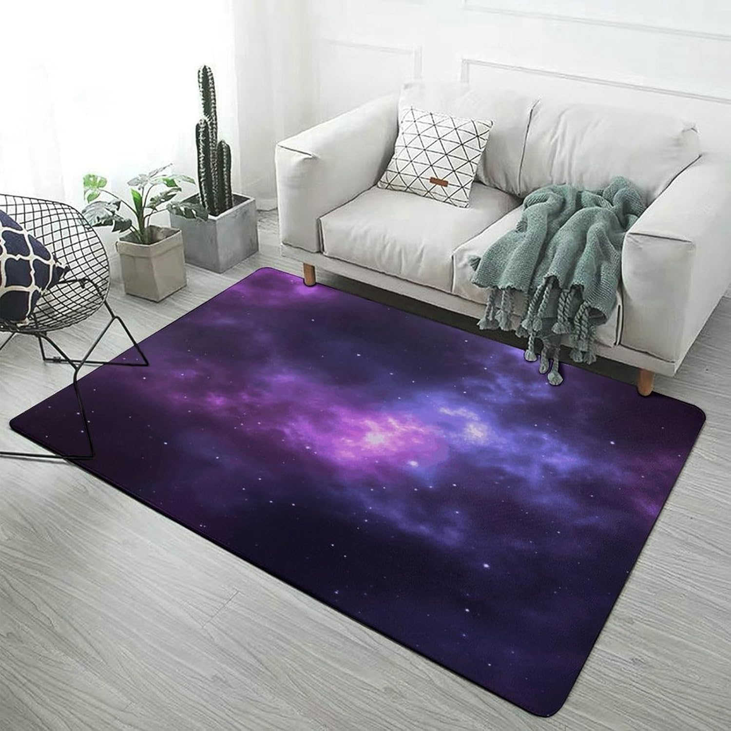 Magic Galaxy Sky Purple Carpet for Living Room,Washable Dining Room Non-Slip Under Table Rug 40“x60”Large Rugs Lndoor Home Decoration Stain Resistant Carpet for Bedroom