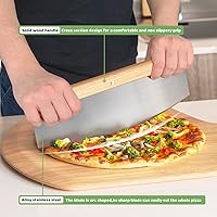 Vista 6 de Juego de 5 piedras grandes para pizza, piedra de pizza resistente de 16 pulgadas para horno y parrilla con asador, cáscara de pizza (roble)