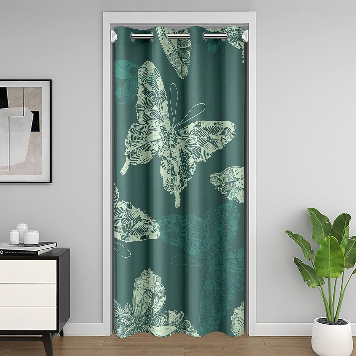 Erosebridal Highland Cow Door Curtain for Doorway Privacy for Boys,Farm Western Animal Blackout Curtain 34" W X 80" L,Rustic Sunflower Cowhide Door Drape,Wooden Plank Room Divider Curtain