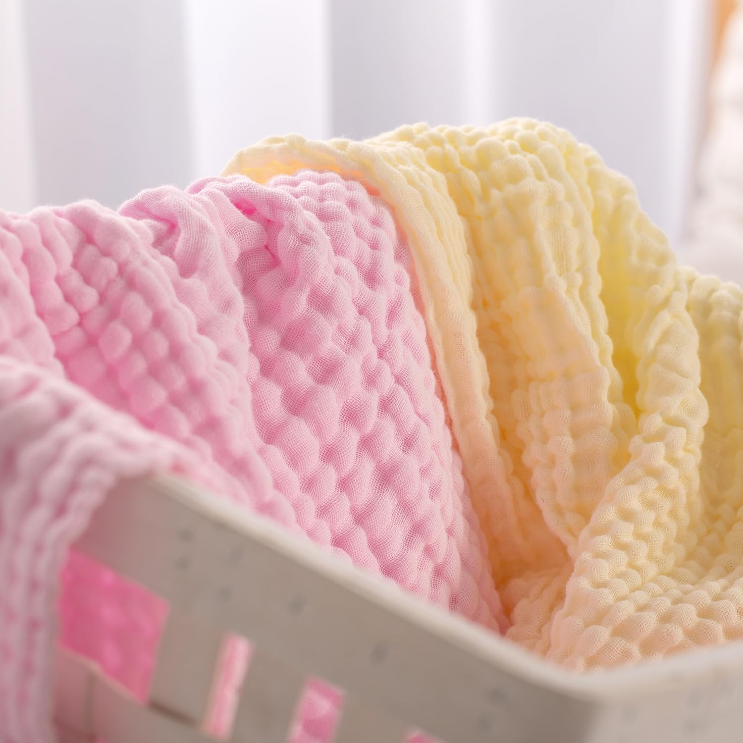 L'Ange Baby Towel - 100% Cotton Muslin, 6 Layers, Quick Dry, Medical Grade Packaging for Infants and Newborns - 28 x 47in - Yellow