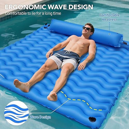 Miniatura 5 de 2022 Upgraded Pool Floats Adult, 53" River Tubes for Adults Heavy Duty, River Floats with Mesh Bottom, 2 Cup Holders, 2 Heavy-Duty Handles,