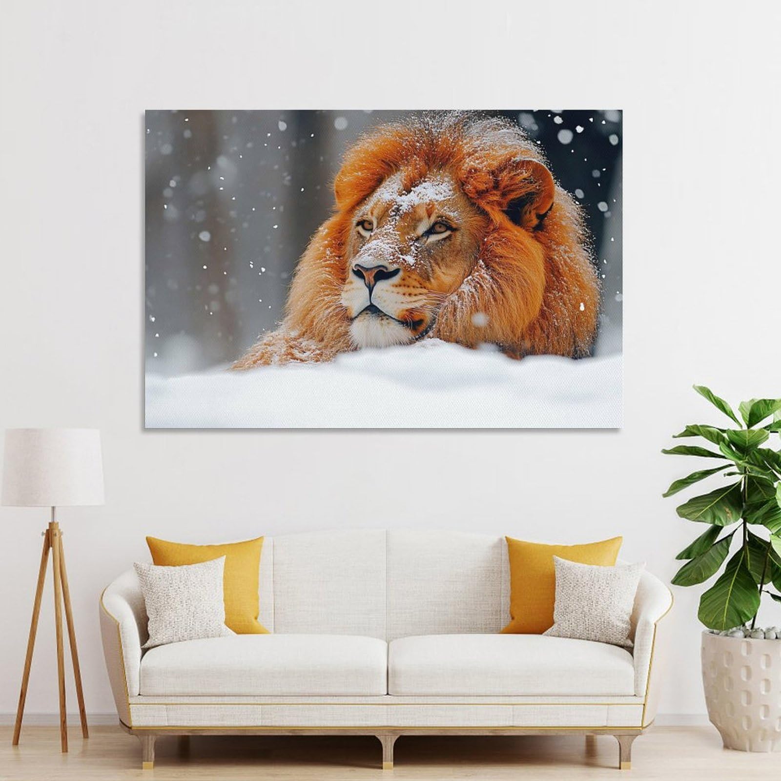 Junmoney Lion in Winter Room Decor Wall Art, 20x30inch(50x75cm), for Entrance Walls, Hall Decor Or Foyers, A Neat Decor Update for Hallways