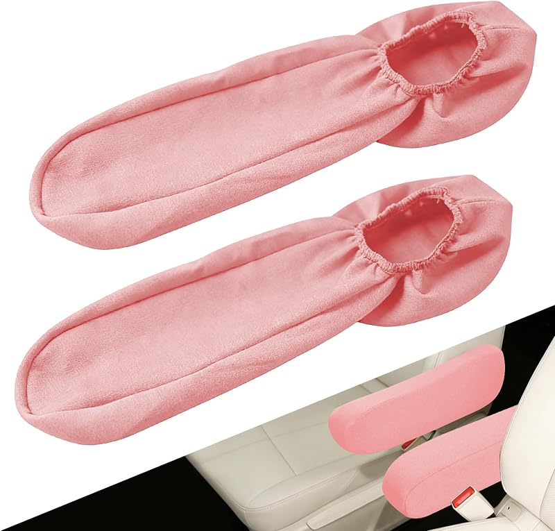 Capa para Apoio de Braço Dianteiro Automotivo Lxsloet em Tecido Elástico Rosa – 2 unidades
