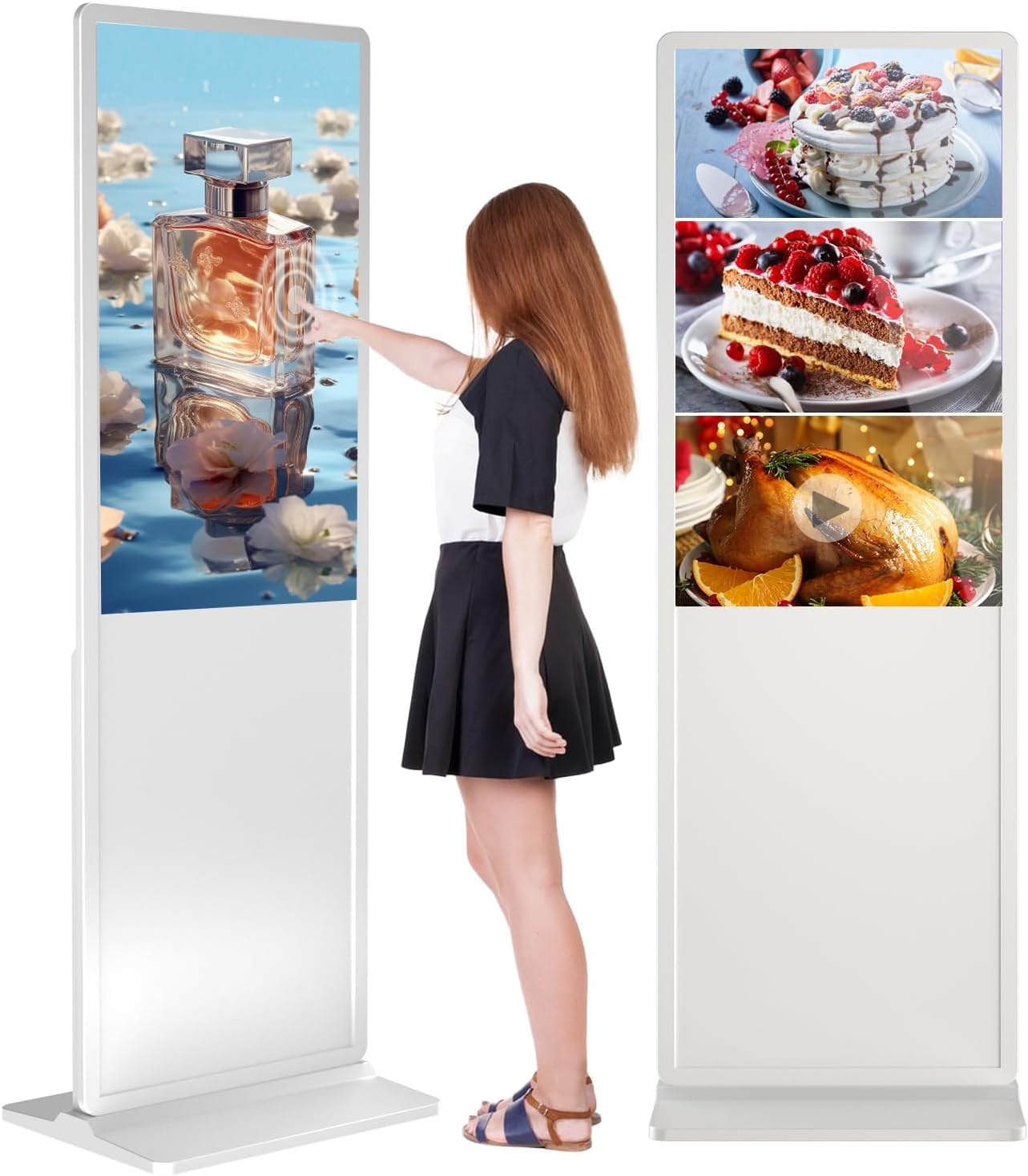 43" Touchscreen Kiosk - Portable LCD Screen, Floor Standing Digital Signage, Interactive Display Board