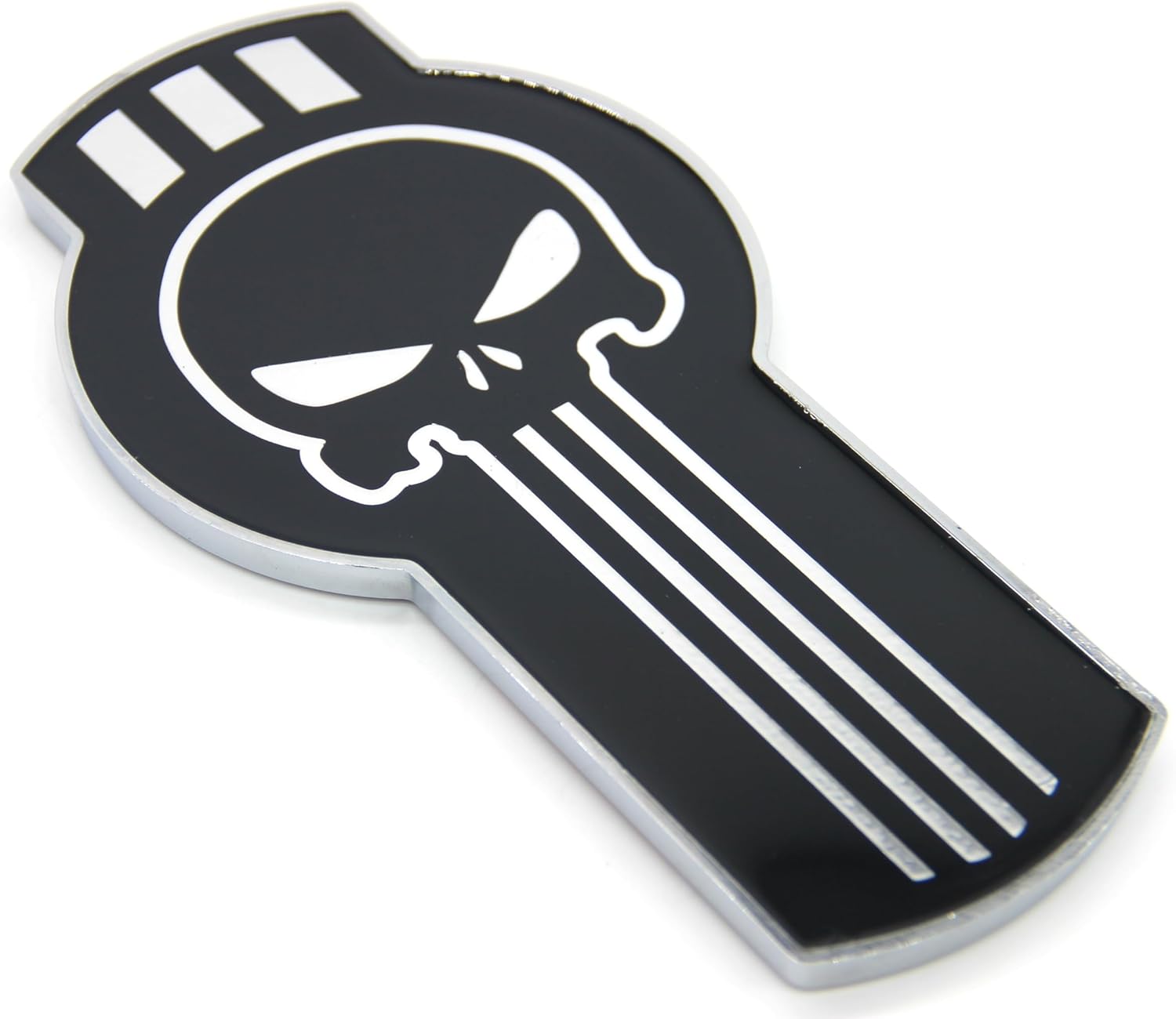 Generic Kenworth Bug Hood Grille Logo Emblem Badge Chrome Black Edition and Silver Skull 8"", 5656852