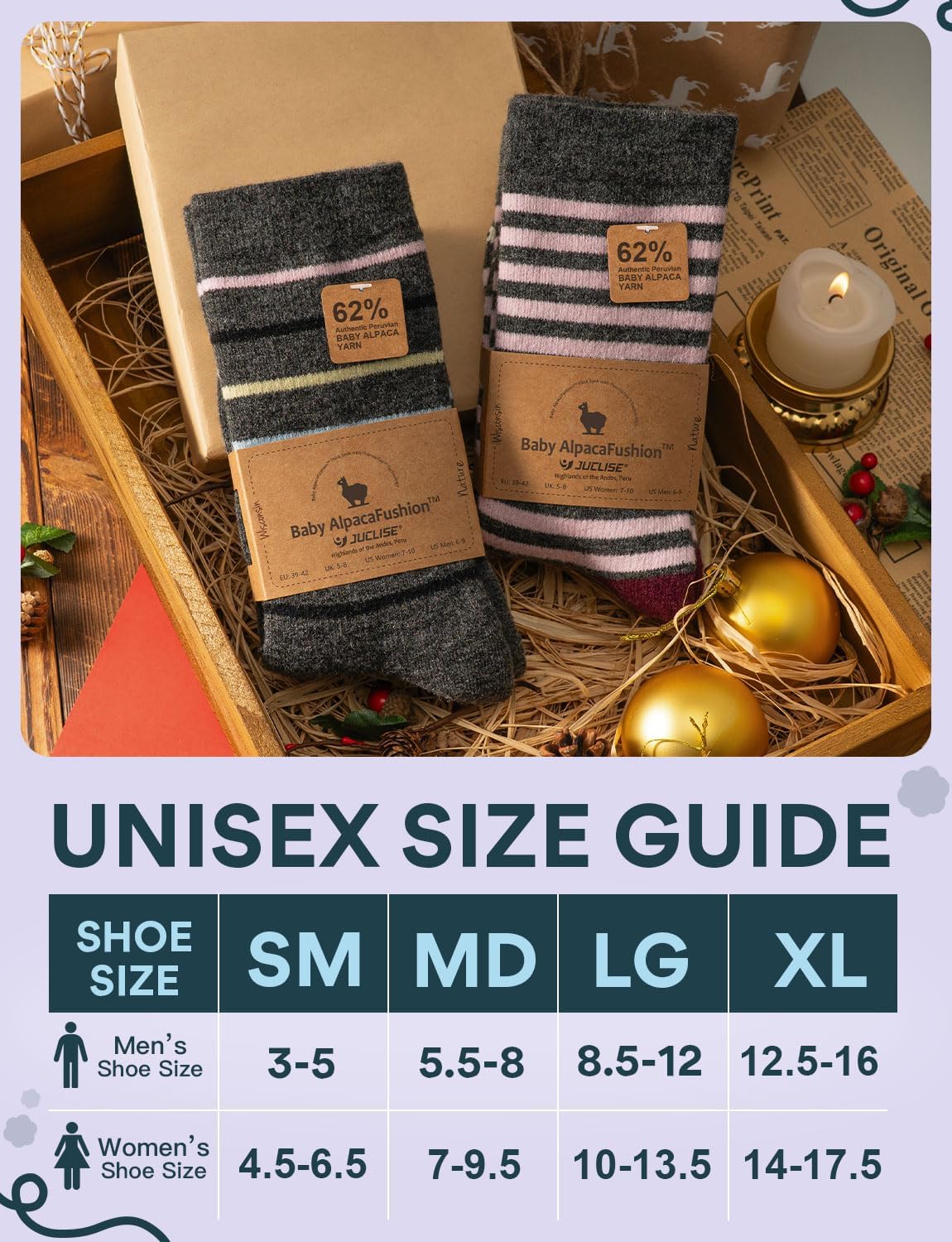 Alpaca Wool Heavyweight Crew Socks for Winter Hiking Boot Casual Socks Cold Weather Thermal Warm Thick Breathable - Image 3